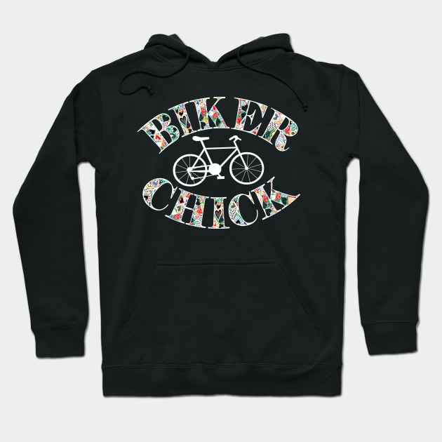 Biker Chick White Bike Hoodie by Barthol Graphics